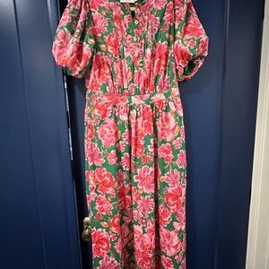 Greylin Pink and Green Puff Sleeve Sundress